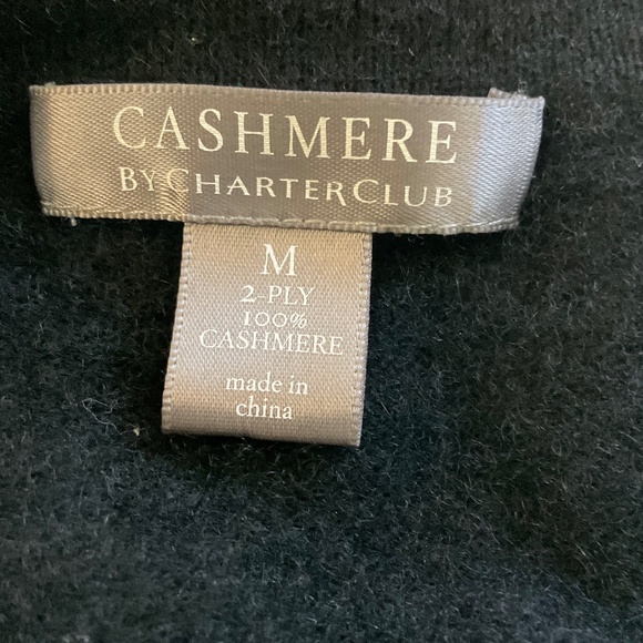 Charter club cashmere 2-ply color blocked cardigan sweater pink/grey w/ flaw - Picture 3 of 12